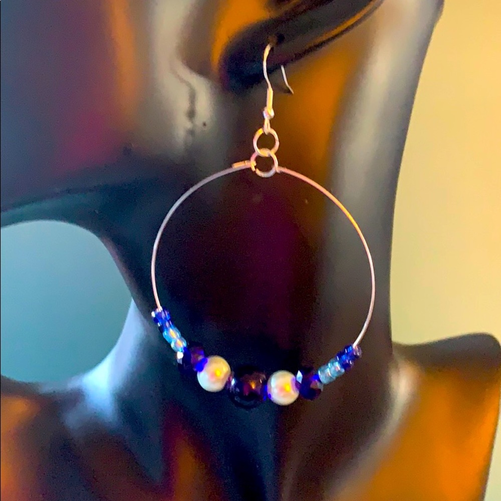 Delightful Blue Hoop Earrings